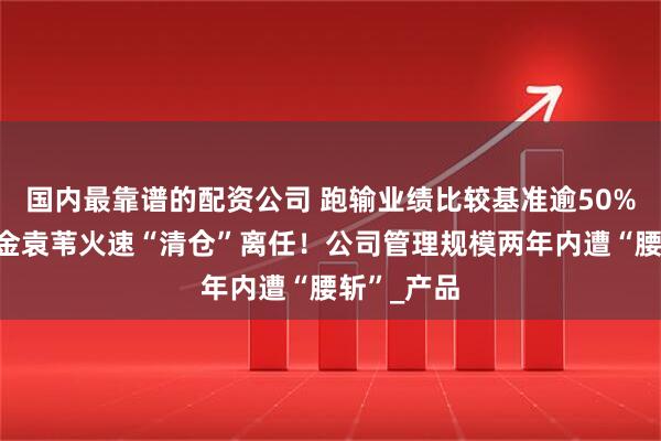 国内最靠谱的配资公司 跑输业绩比较基准逾50%，长安基金袁苇火速“清仓”离任！公司管理规模两年内遭“腰斩”_产品